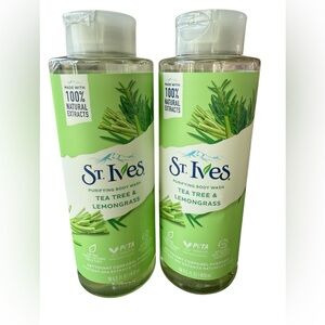 2x St. Ives Purifying Body Wash Tea Tree & Lemongrass 100% Natural 16 Oz Each
